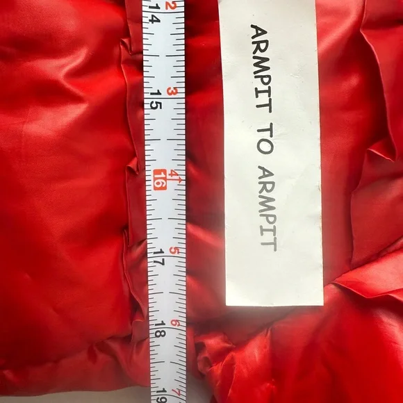 Michael Kors Red Ruffle Down Jacket EUC Size Small Pockets Holiday Christmas - Picture 14 of 16